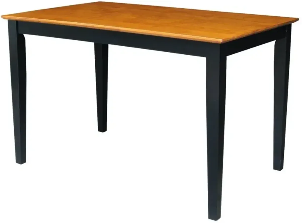 John Thomas Dining Essentials 30 Inch X 48 Inch Square Table Top with 30 Inch Shaker Legs in Cherry/Black