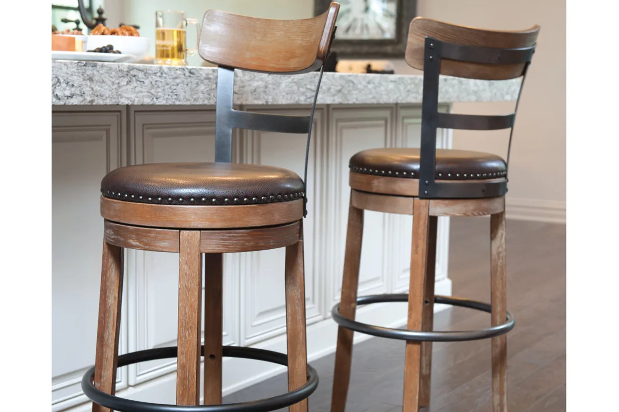 PINNADEL BAR HEIGHT BAR STOOL LIGHT BROWN SIGNATURE DESIGN