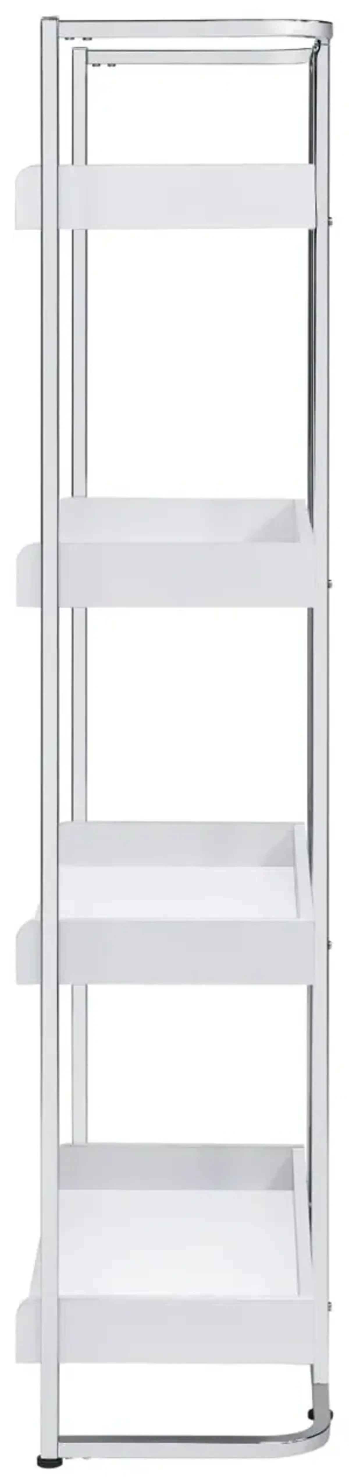 Coaster Ember 68 Inch 4-Shelf Bookshelf White High Gloss & Chrome