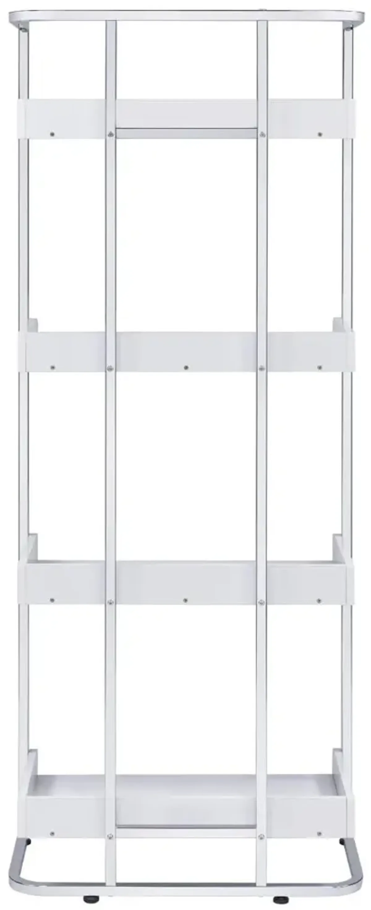 Coaster Ember 68 Inch 4-Shelf Bookshelf White High Gloss & Chrome