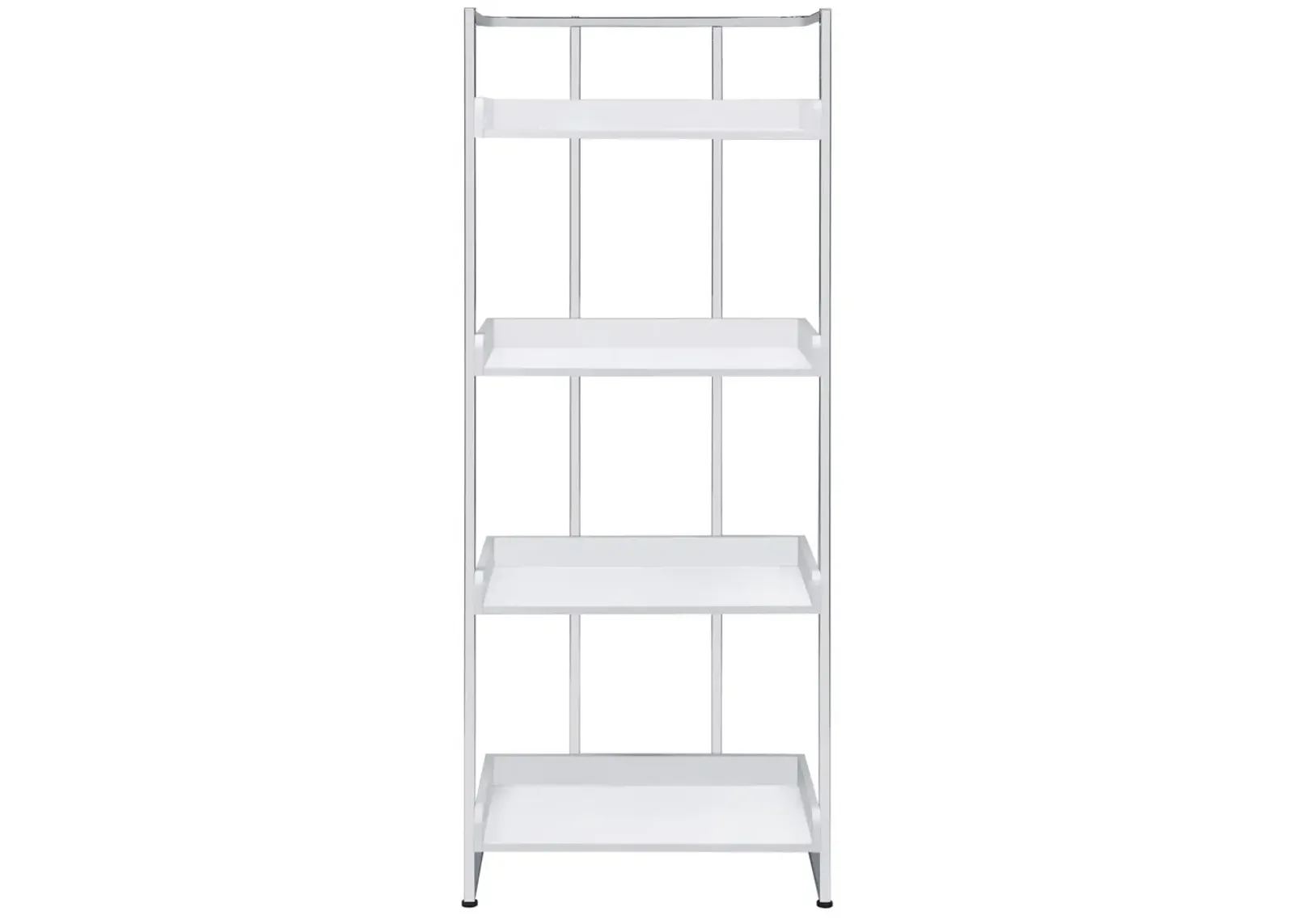 Coaster Ember 68 Inch 4-Shelf Bookshelf White High Gloss & Chrome