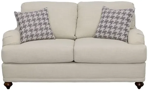 Coaster Glenn Upholstered English Arm Loveseat Light Grey & Blue
