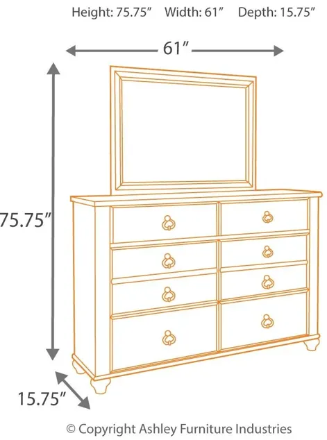 WILLOWTON DRESSER AND MIRROR WHITEWASH SIGNATURE DESIGN