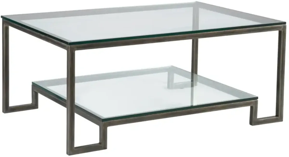 Artistica Home by Lexington Metal Designs Bonaire 42 Inch Rectangular Metal Cocktail Table Iron Gray/Clear