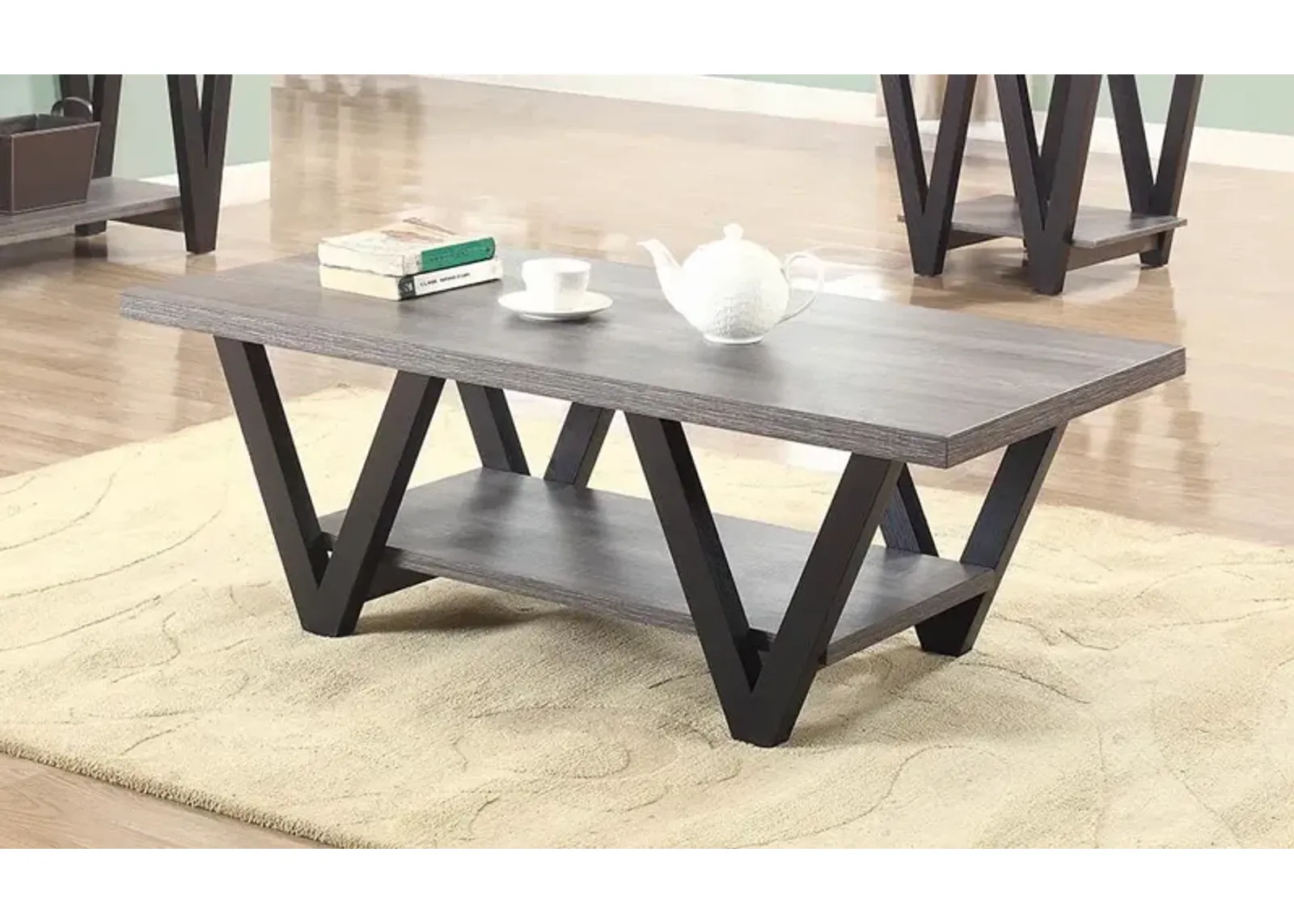 Coaster Stevens Engineered Wood Coffee Table Antique Grey & Black