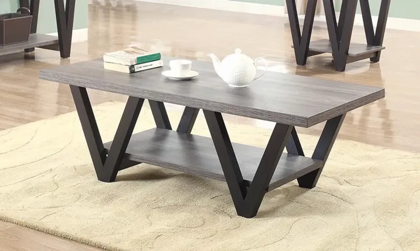 Coaster Stevens Engineered Wood Coffee Table Antique Grey & Black