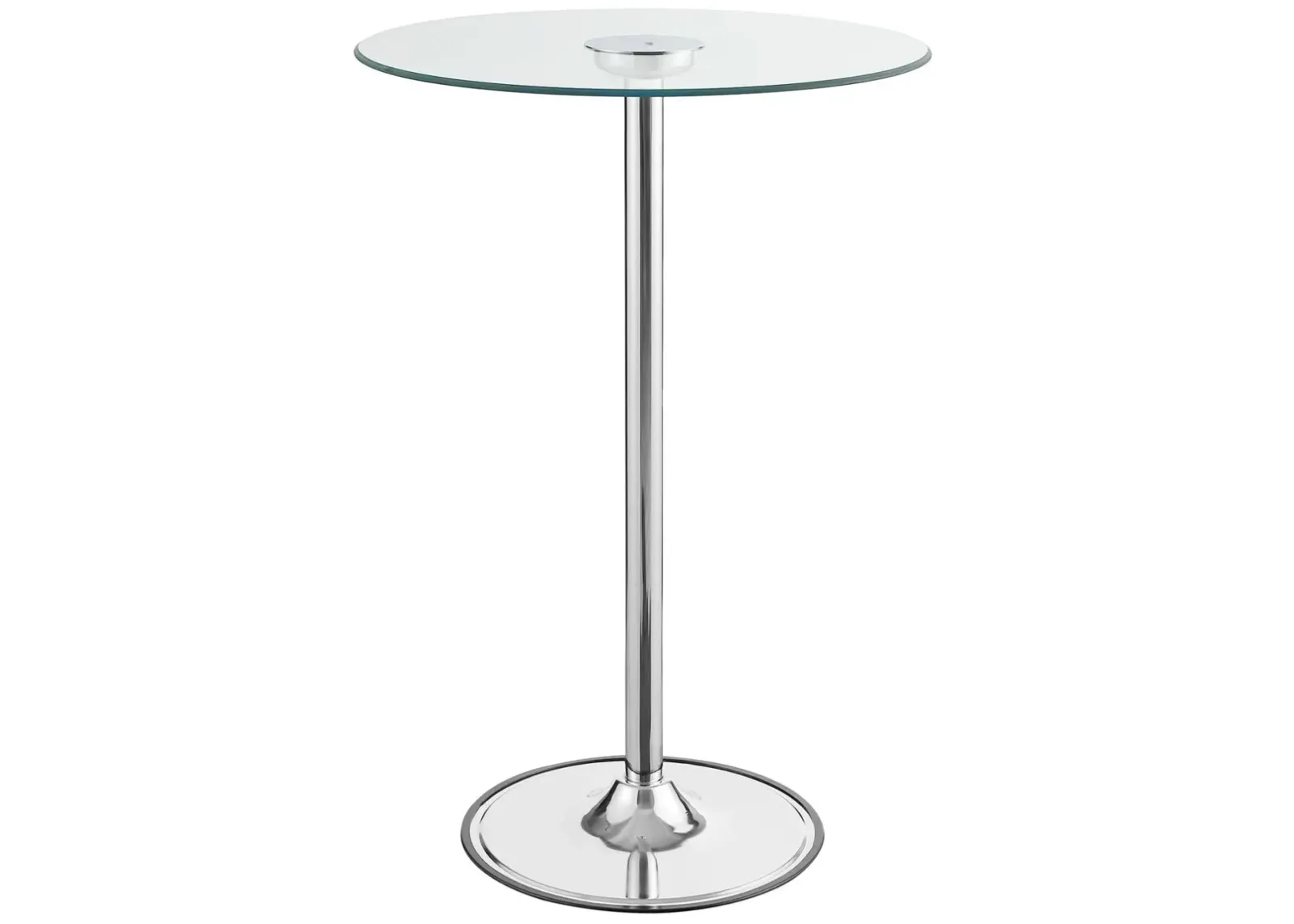 Coaster Thea Round 28 Inch Glass Top Led Bistro Bar Table Chrome