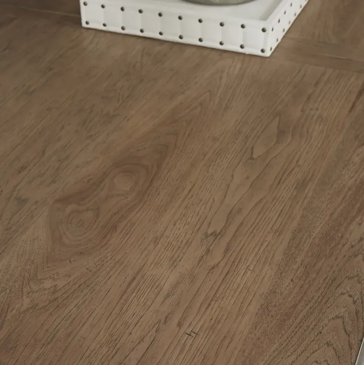 Liberty Furniture 6-Piece Antique White Chestnut Trestle Dining Table Set with Splat Back Side Chairs Farmhouse Reimagined