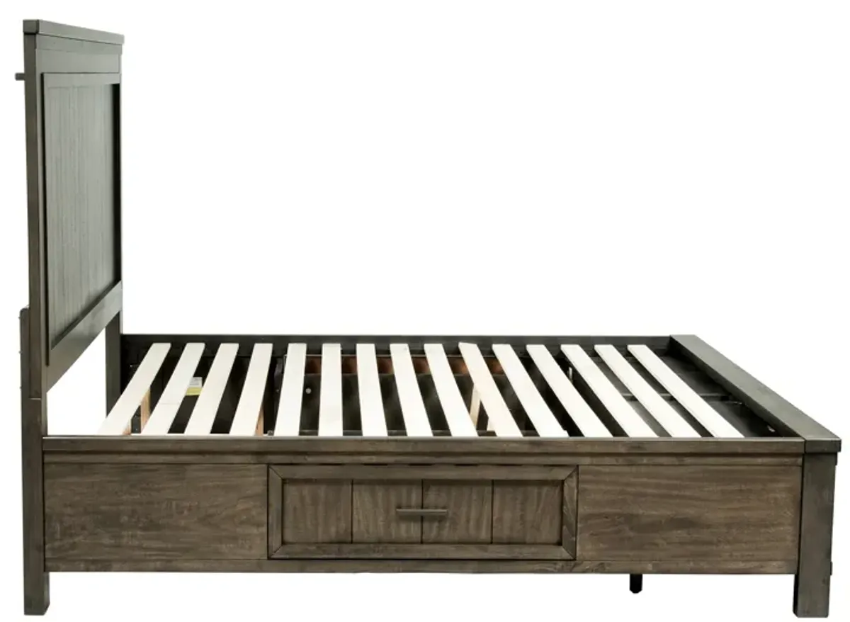 Liberty Furniture Thornwood Hills Rock Beaten Gray King Two Sided Storage Bed