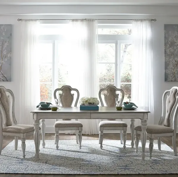 Liberty Furniture 5-Piece Antique White Weathered Bark Leg Dining Table Set Magnolia Manor