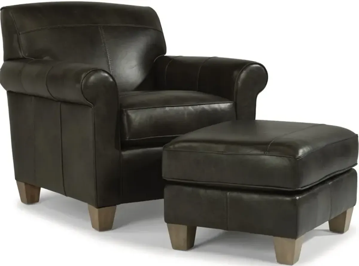 Flexsteel Dana Black Ottoman