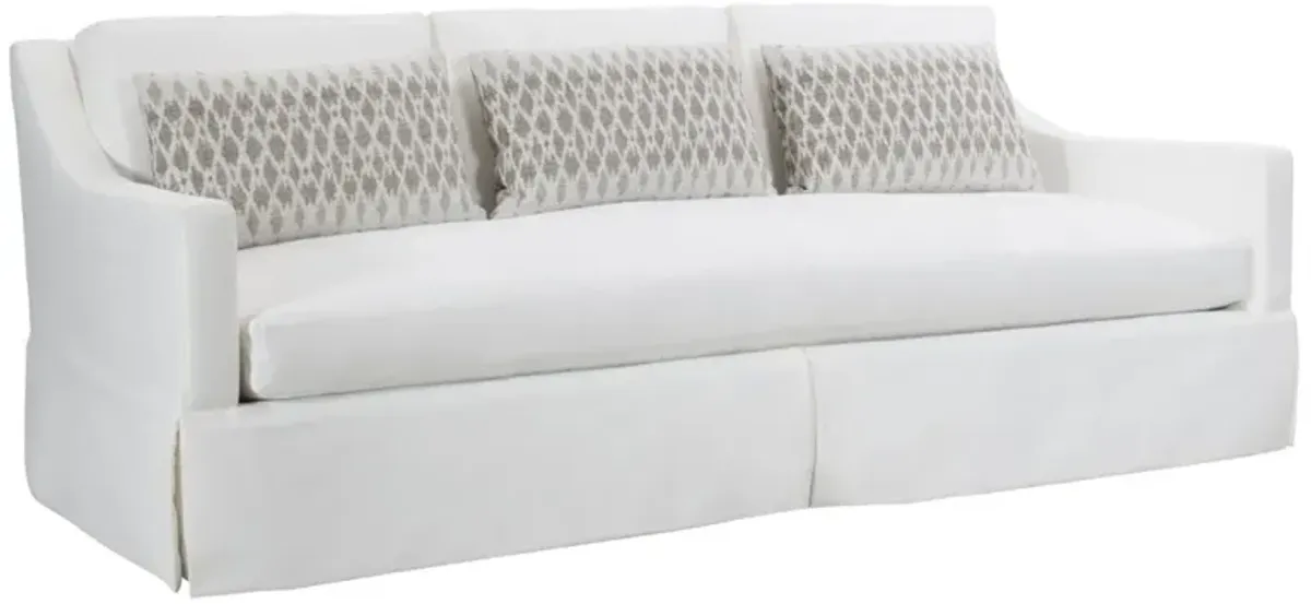 Bernhardt Albion Plush White Fabric Sofa with Pillows