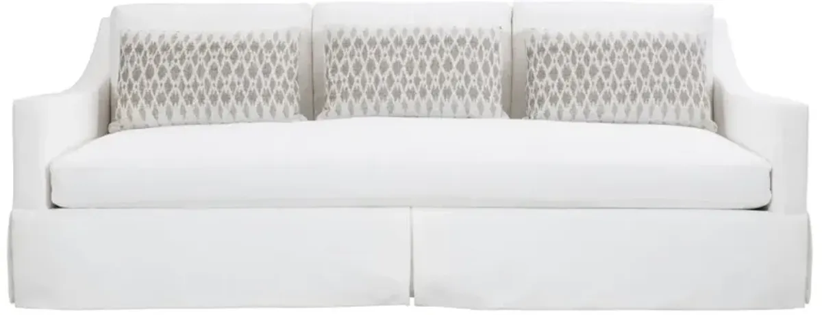 Albion Plush White Fabric Sofa with Pillows