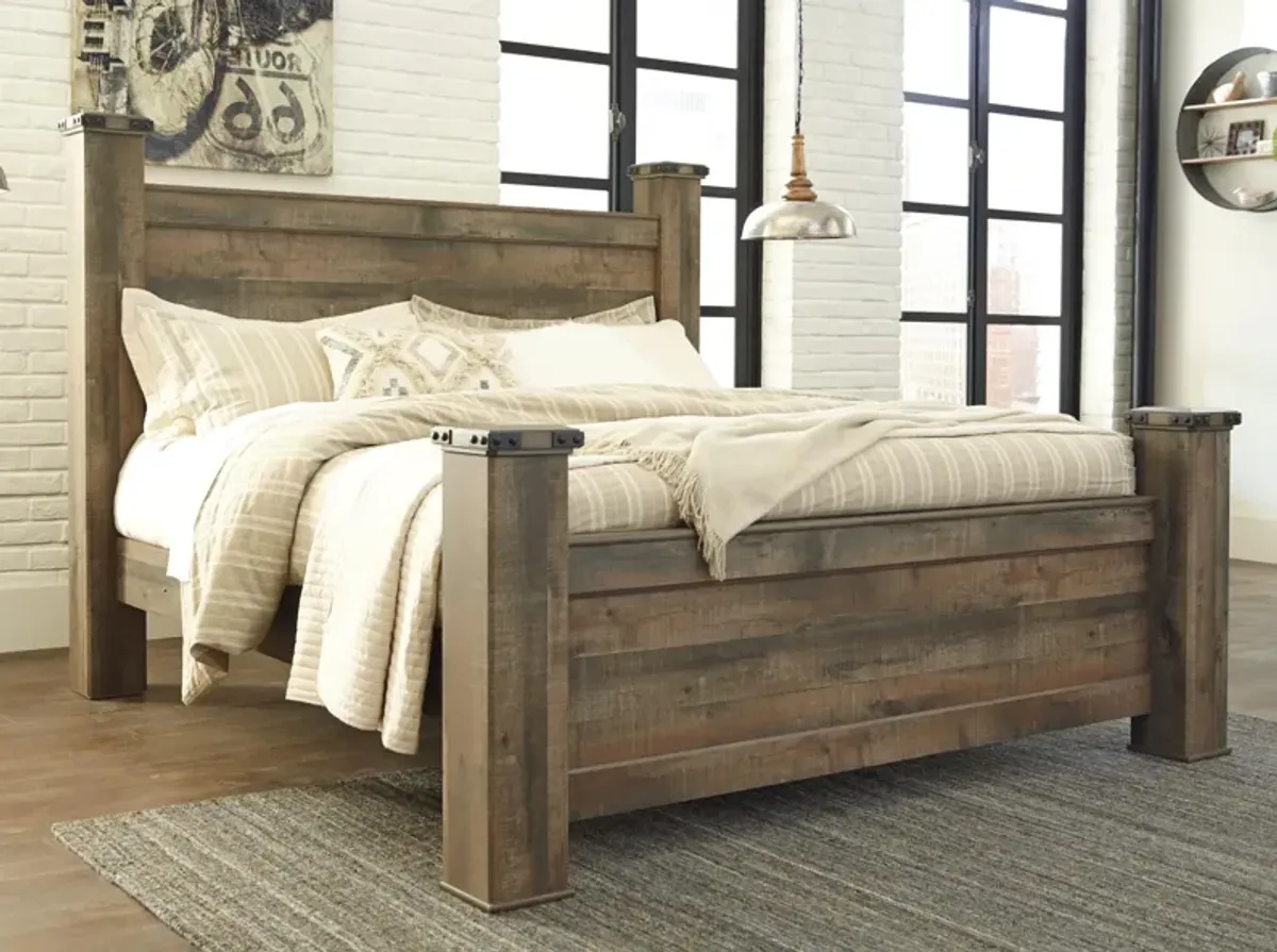 Ashley Trinell Rustic Brown King Poster Bed