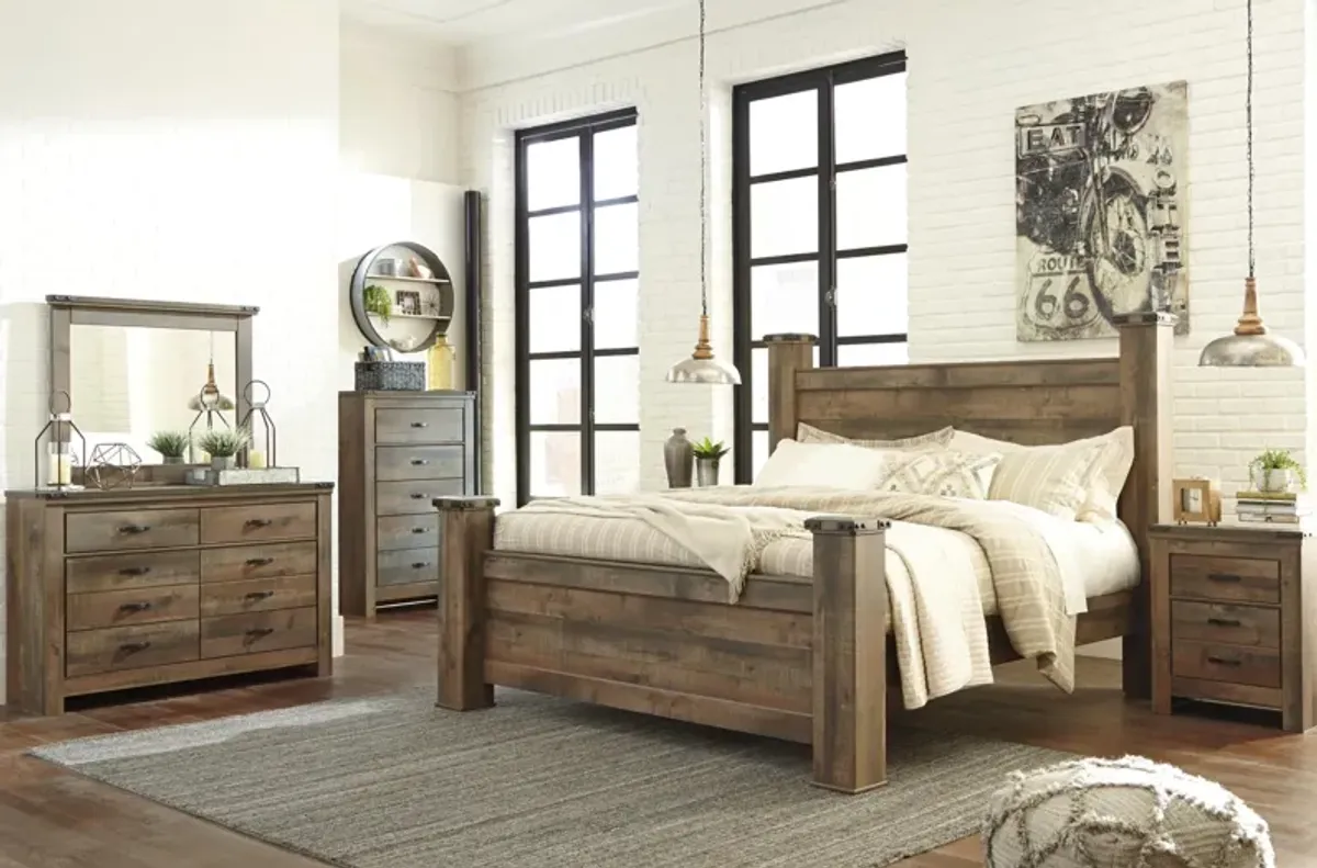 Ashley Trinell Rustic Brown King Poster Bed