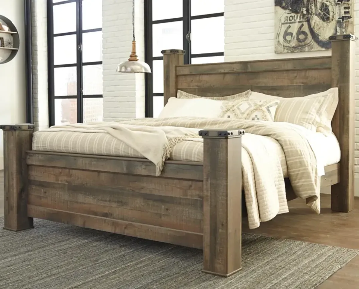 Ashley Trinell Rustic Brown King Poster Bed