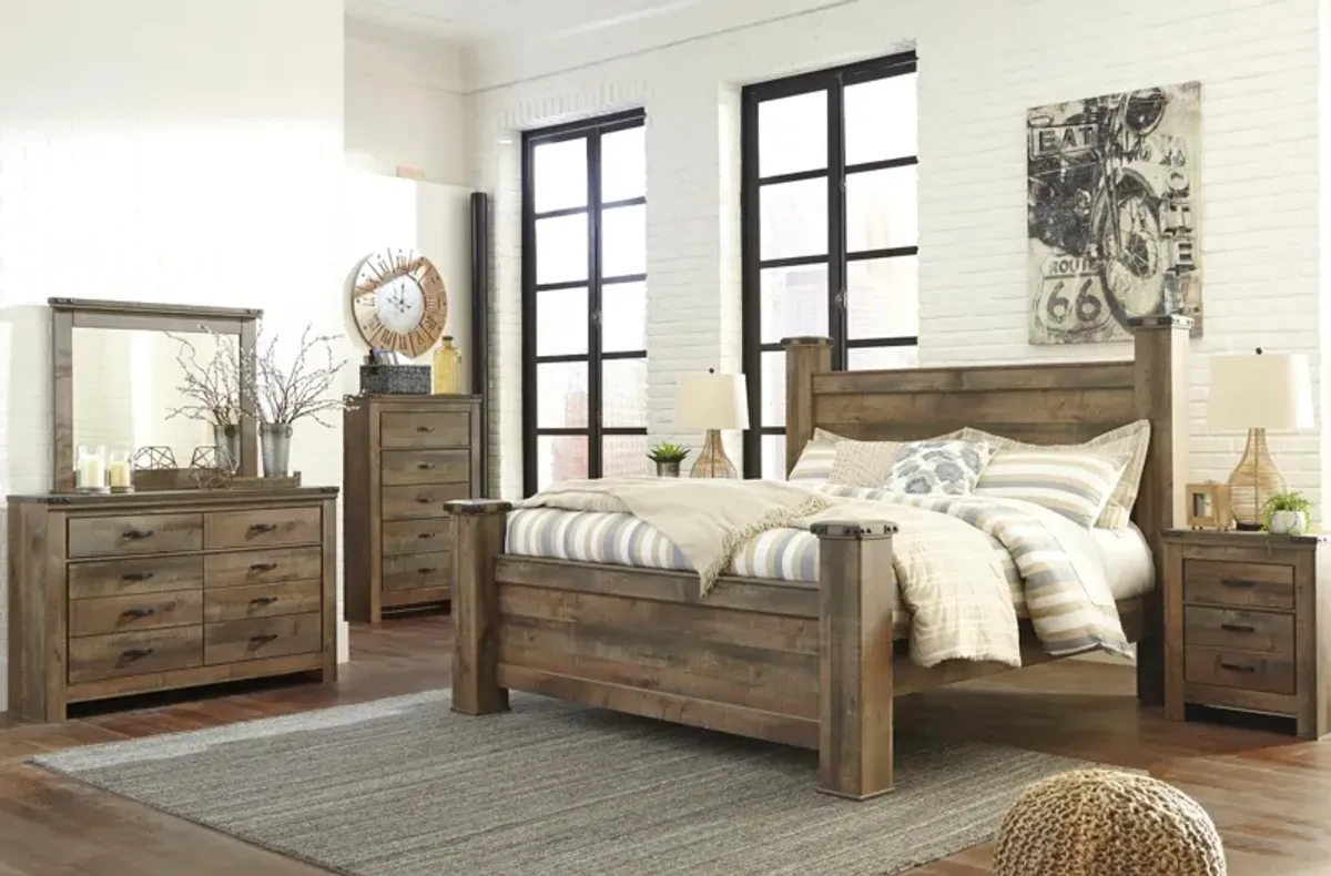 Ashley Trinell Rustic Brown King Poster Bed