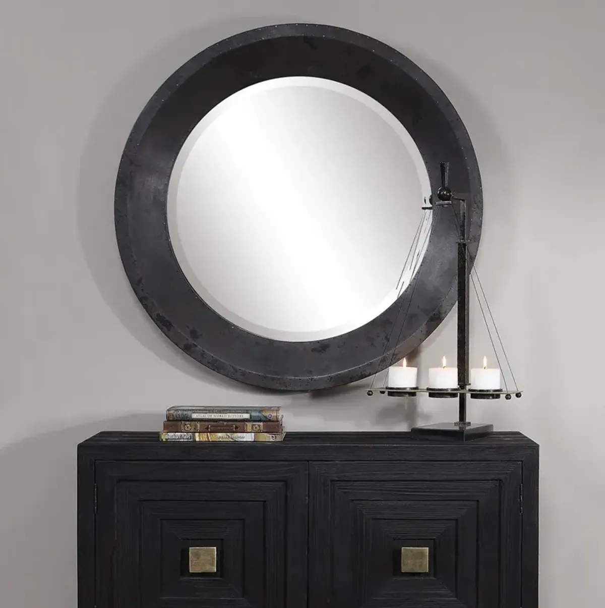 Uttermost Frazier Oxidized Metal Round Industrial Mirror