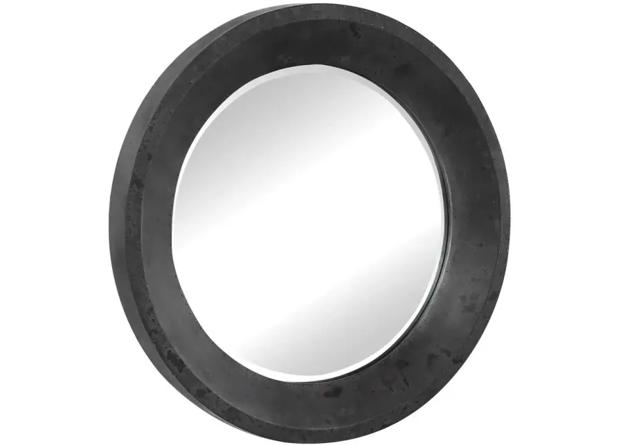 FRAZIER OXIDIZED METAL ROUND INDUSTRIAL MIRROR