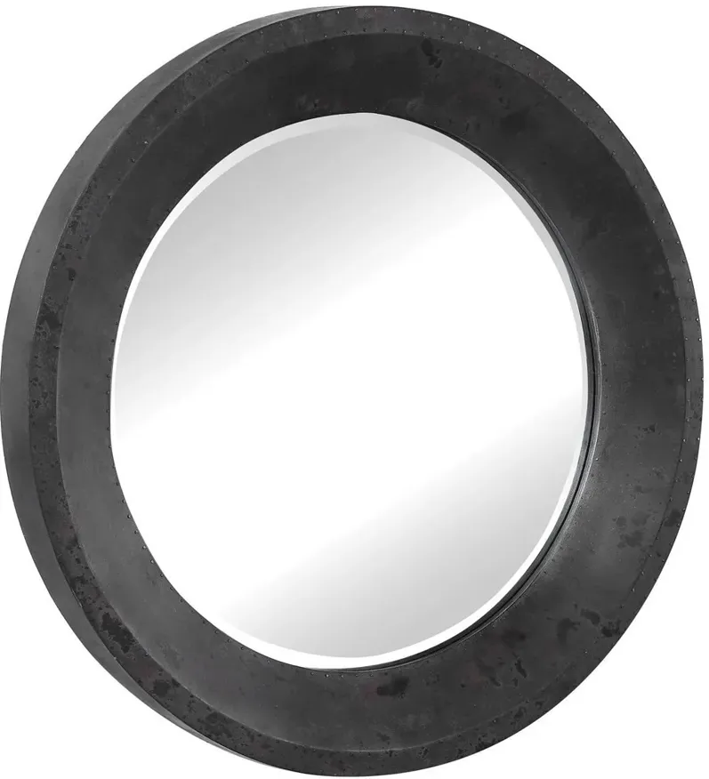 FRAZIER OXIDIZED METAL ROUND INDUSTRIAL MIRROR