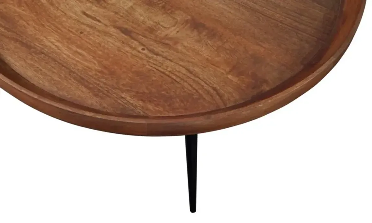 VENICE ROUND TRAY TOP COFFEE TABLE IN MANGO BROWN