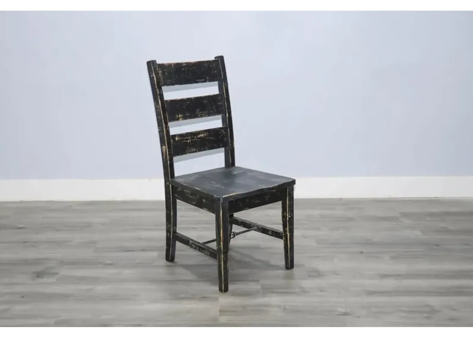 Sunny Designs Marina Black Sand Ladderback Dining Chair with Turnbuckle Stretchers & Wood Seat