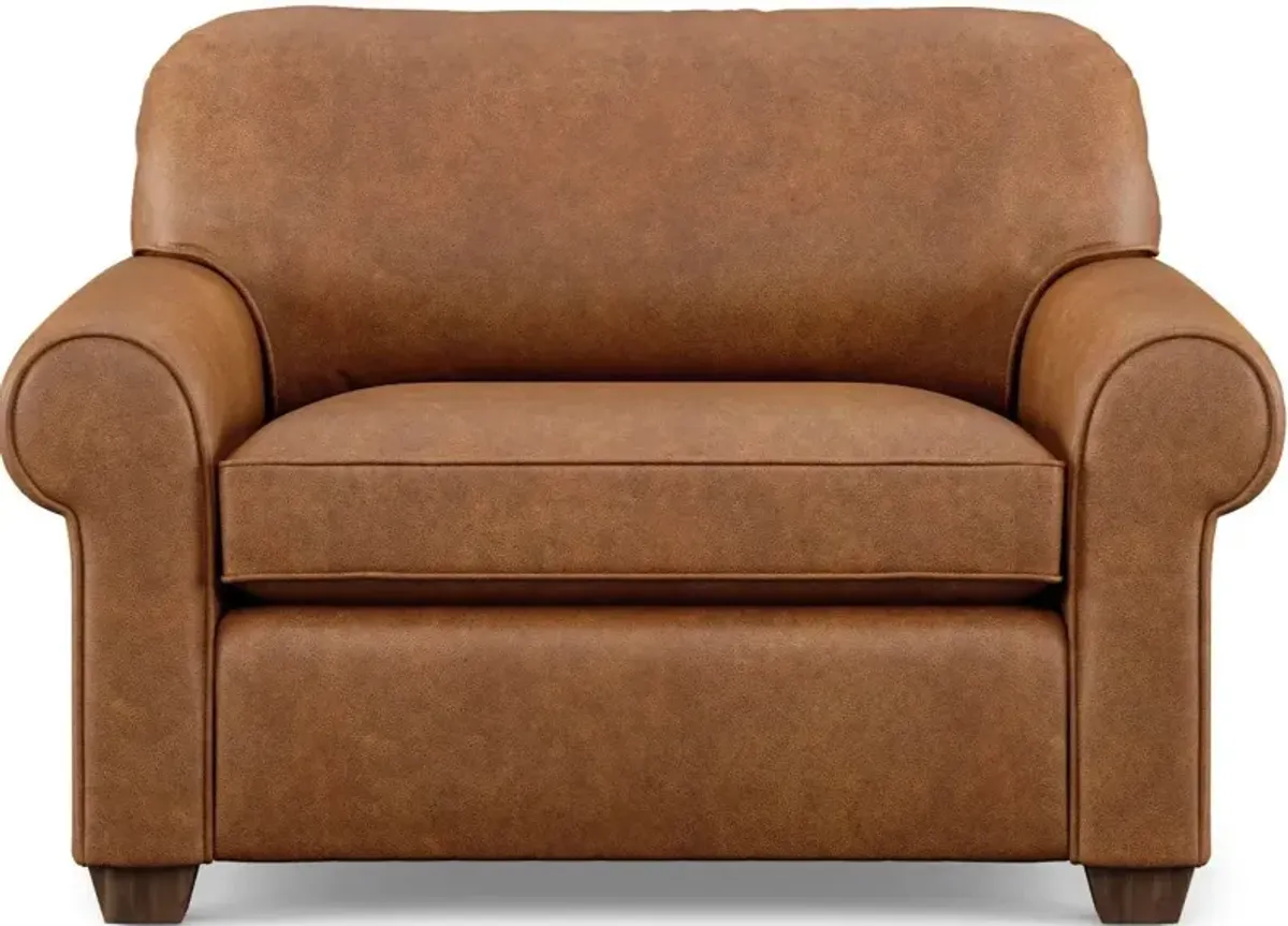 Flexsteel Thornton Light Brown Leather Oversized Chair & a Half