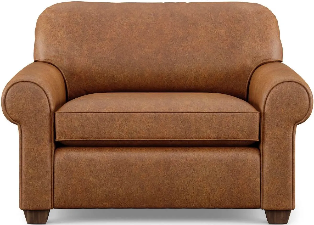 THORNTON LIGHT BROWN LEATHER OVERSIZED CHAIR AND A HALF