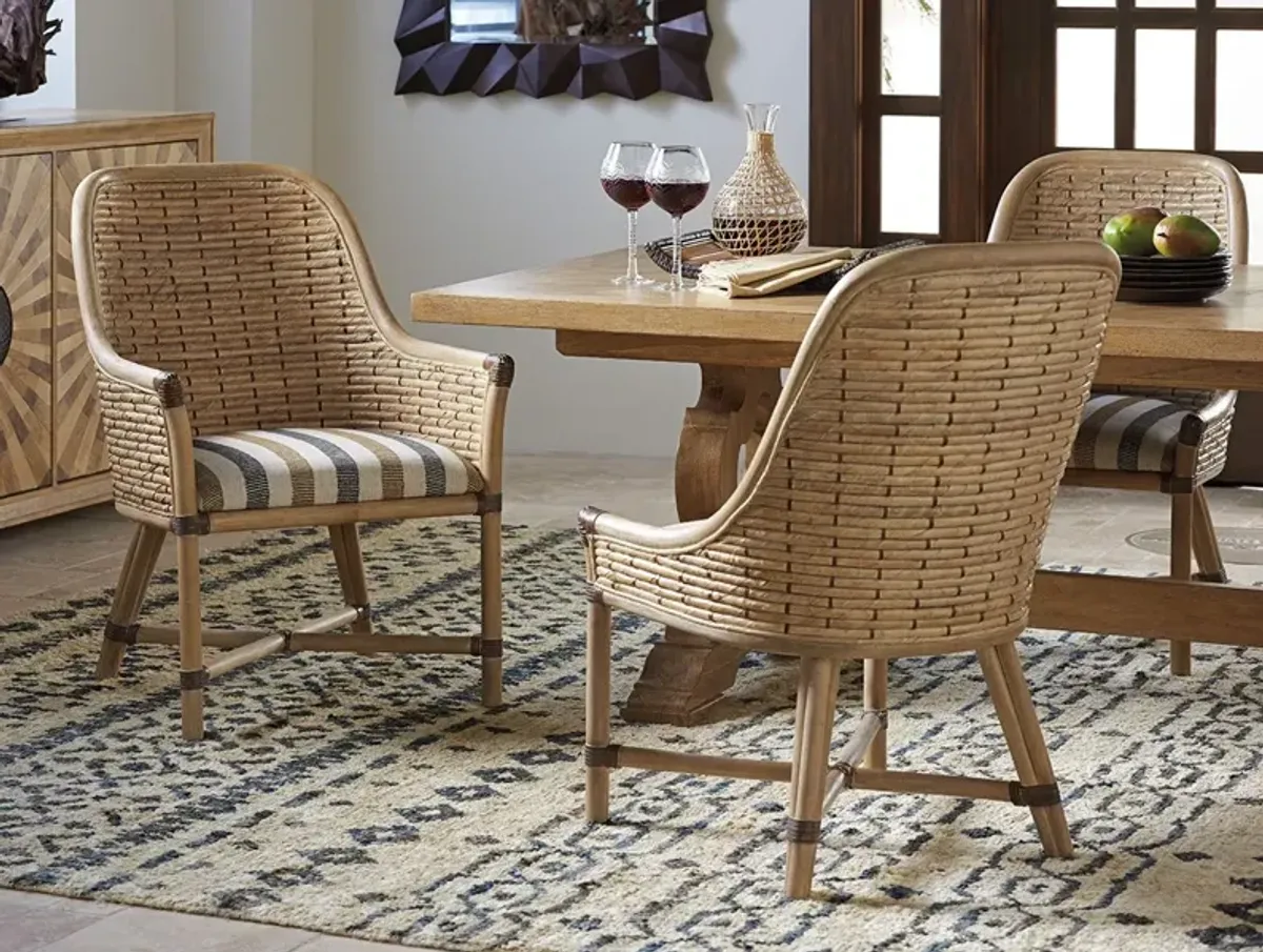 Tommy Bahama Home by Lexington Los Altos Linen Side Chair Upholstered/Wicker/Rattan/Fabric in Gray