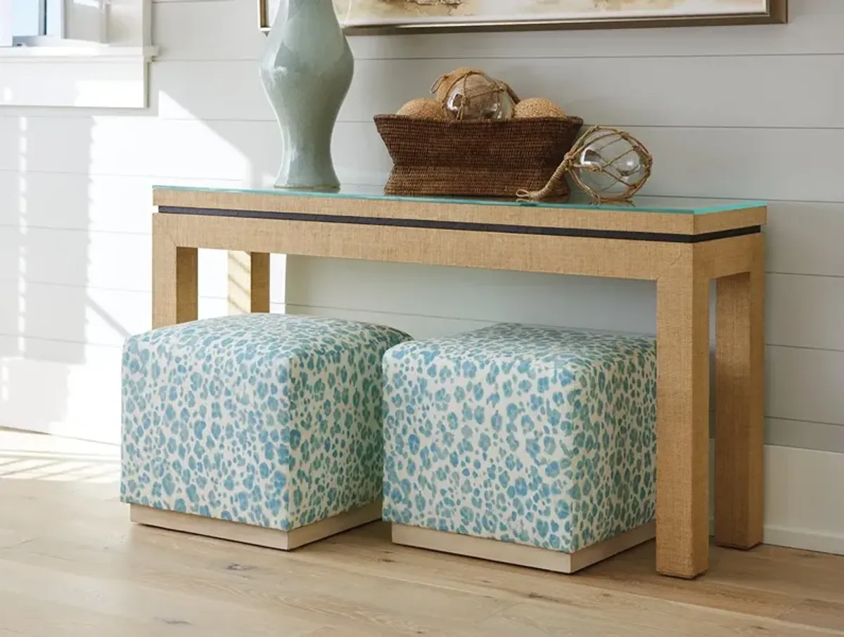 Barclay Butera Upholstery by Barclay Butera Upholstery Blue, Green & White Colby Ottoman