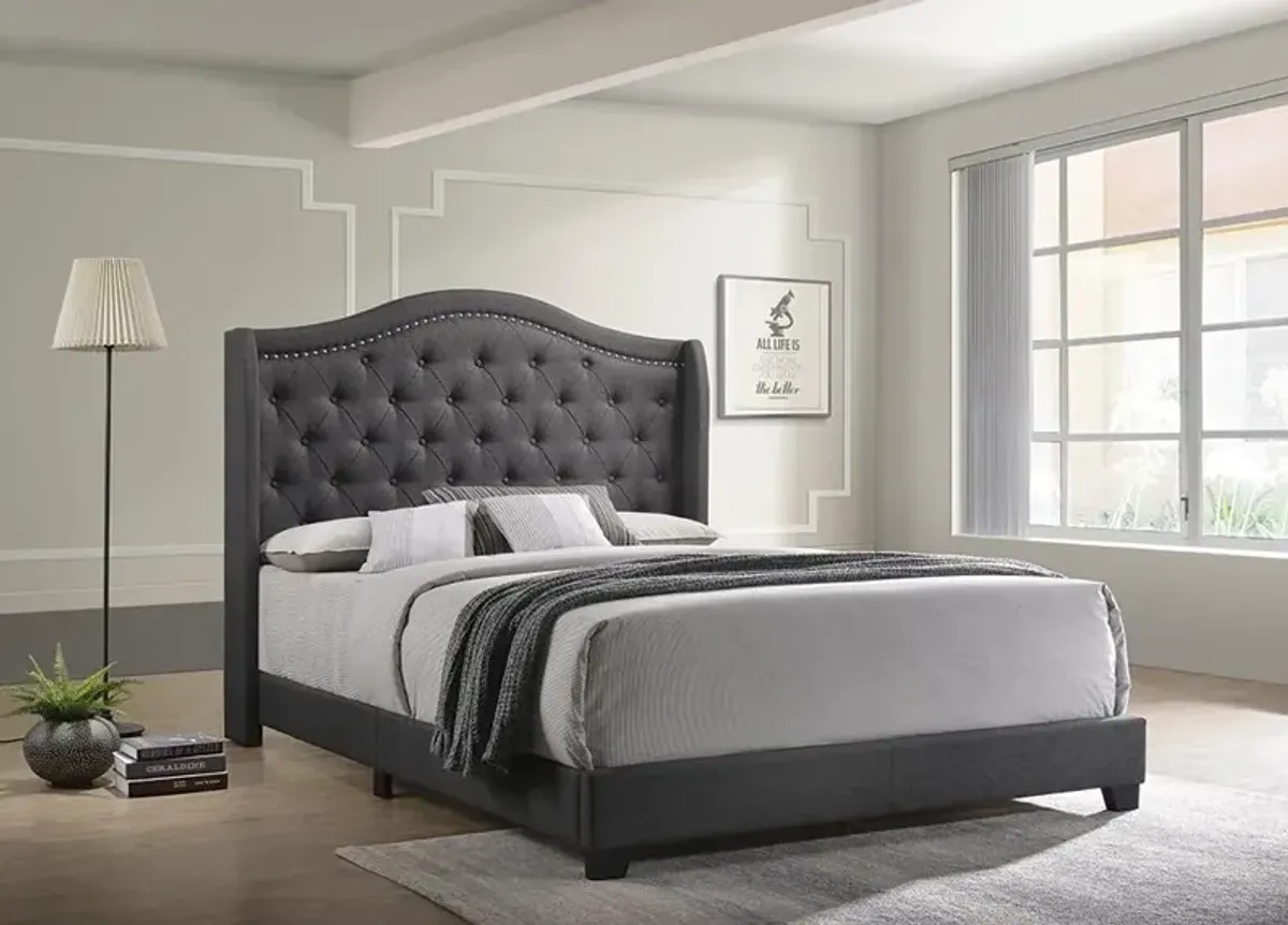 Coaster Sonoma Upholstered Queen Wingback Bed Grey