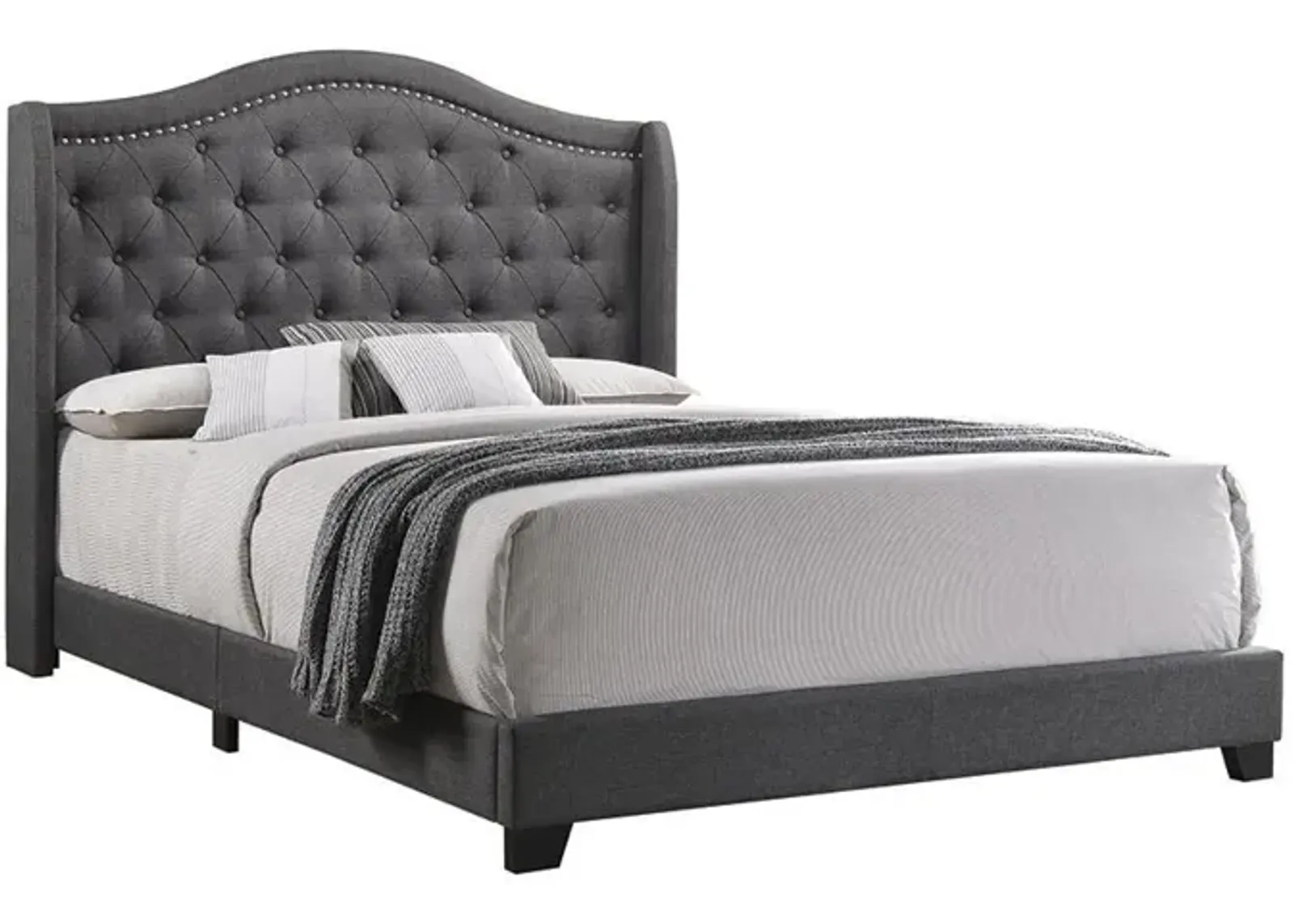 Coaster Sonoma Upholstered Queen Wingback Bed Grey