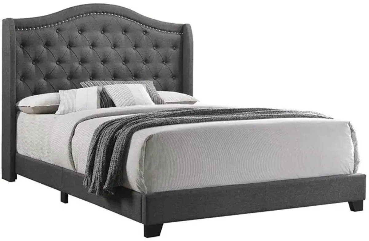 Coaster Sonoma Upholstered Queen Wingback Bed Grey