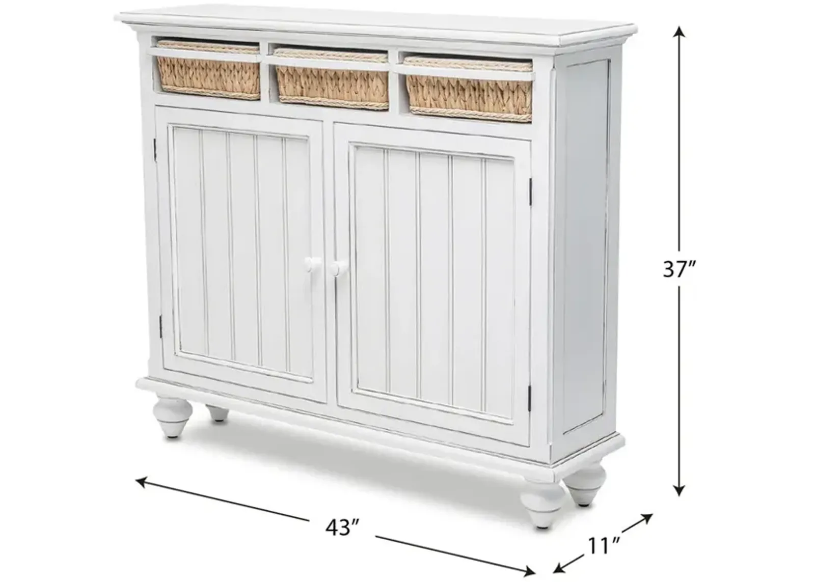 Seawinds Monaco Entry Cabinet with Baskets Blanc Finish