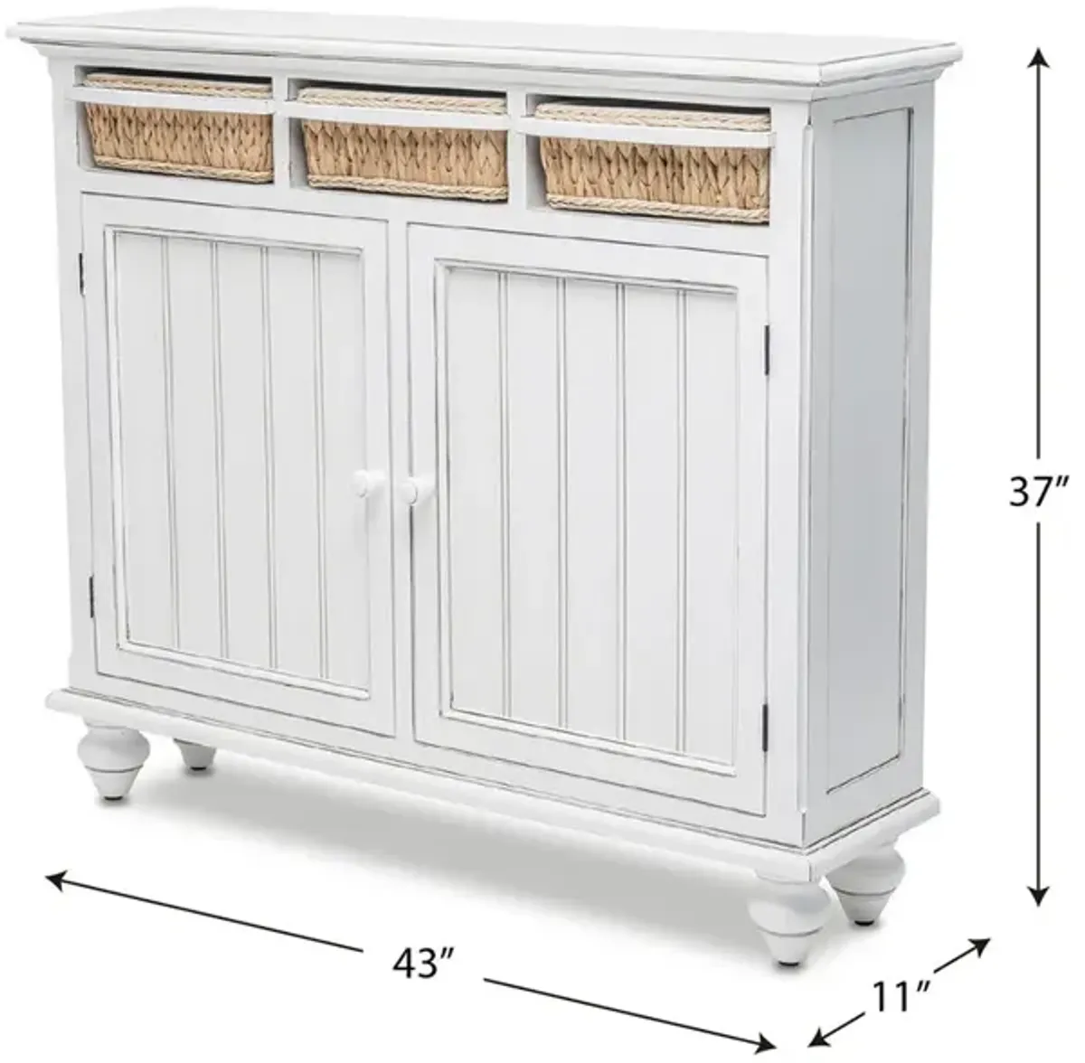 Seawinds Monaco Entry Cabinet with Baskets Blanc Finish