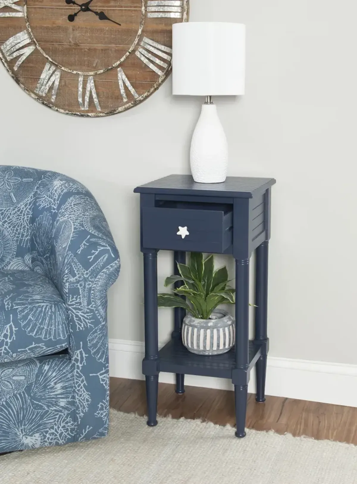 Linon Seaboard End Table Navy