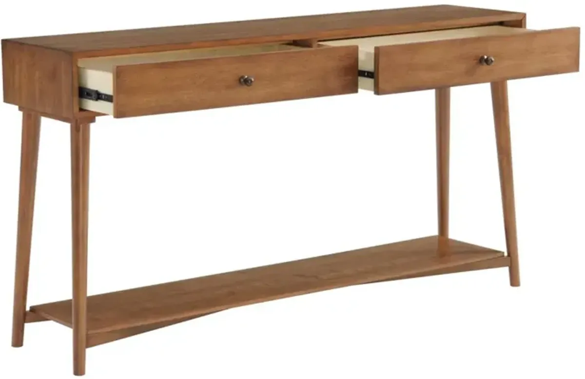 Martin Svensson Mid Century Modern 2-Drawer Sofa Console Table in Cinnamon