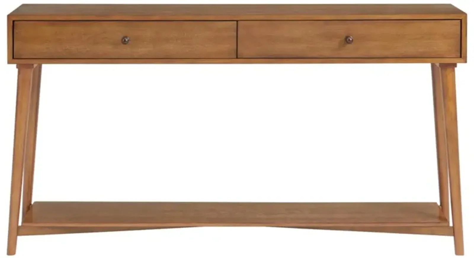 Martin Svensson Mid Century Modern 2-Drawer Sofa Console Table in Cinnamon