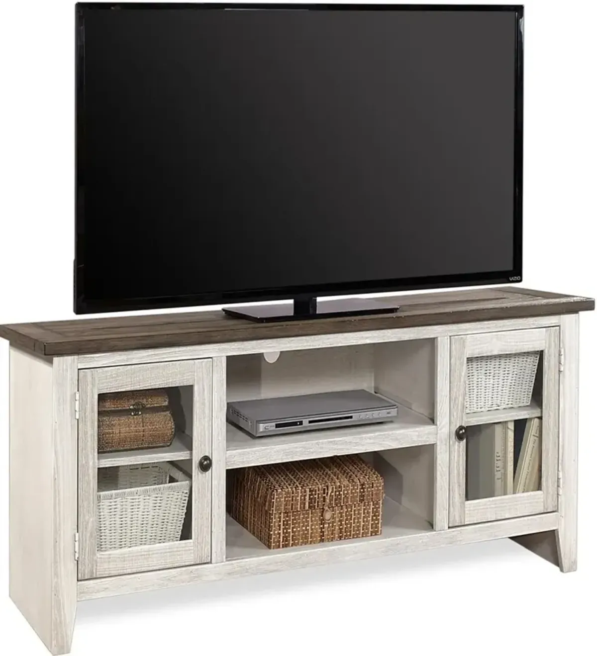 Aspenhome Eastport Drifted White 58 Inch TV Stand Console