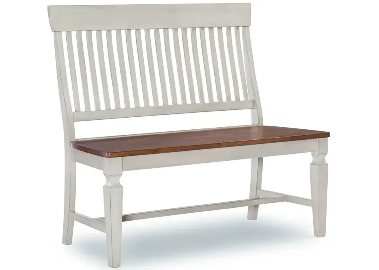 John Thomas Vista Slat Back Bench in Hickory & Shell