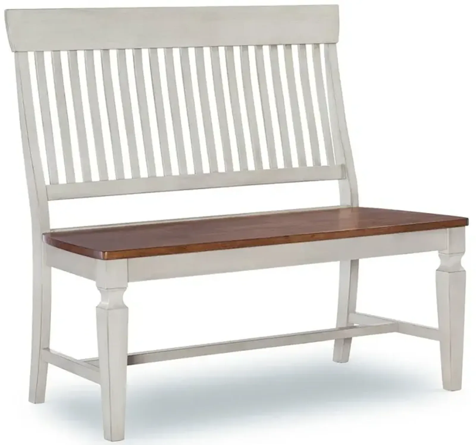 John Thomas Vista Slat Back Bench in Hickory & Shell