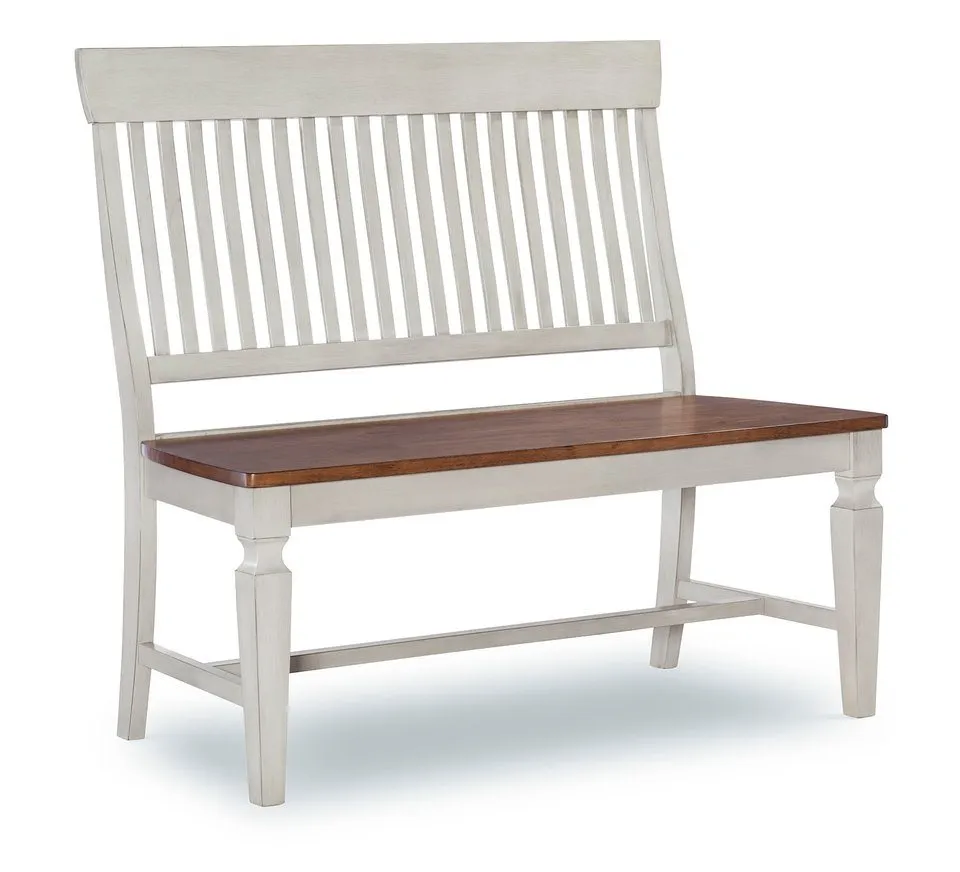 VISTA SLAT BACK BENCH IN HICKORY & SHELL