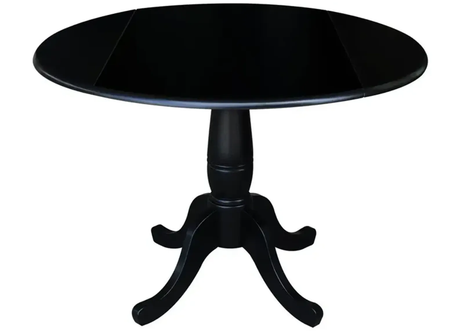 John Thomas Dining Essentials 42 Inch Drop Leaf Table Top with 30 Inch Traditional Pedestal Base in Black