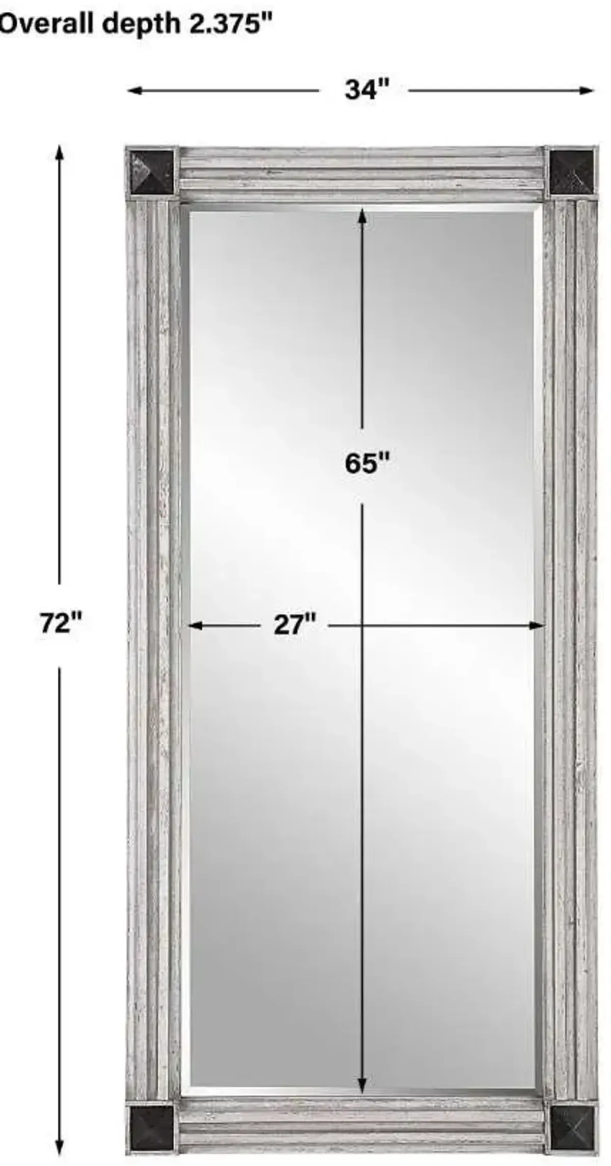 Uttermost Manor Distressed Whitewash Floor Mirror