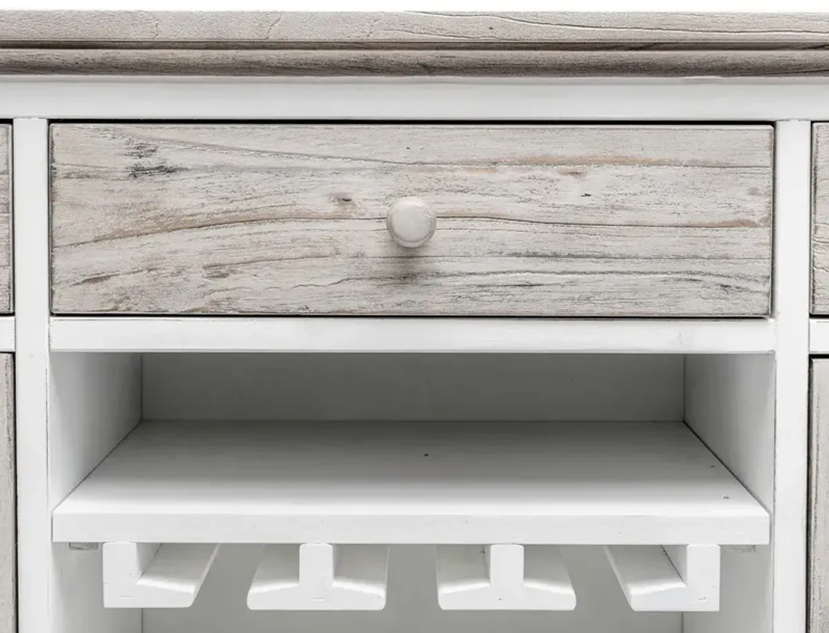 Seawinds Islamorada Sideboard with Wine Rack Dapple Grey Finish