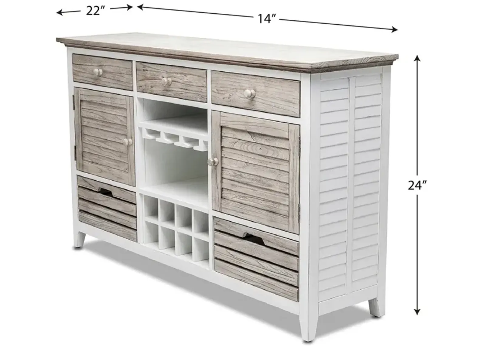 Seawinds Islamorada Sideboard with Wine Rack Dapple Grey Finish