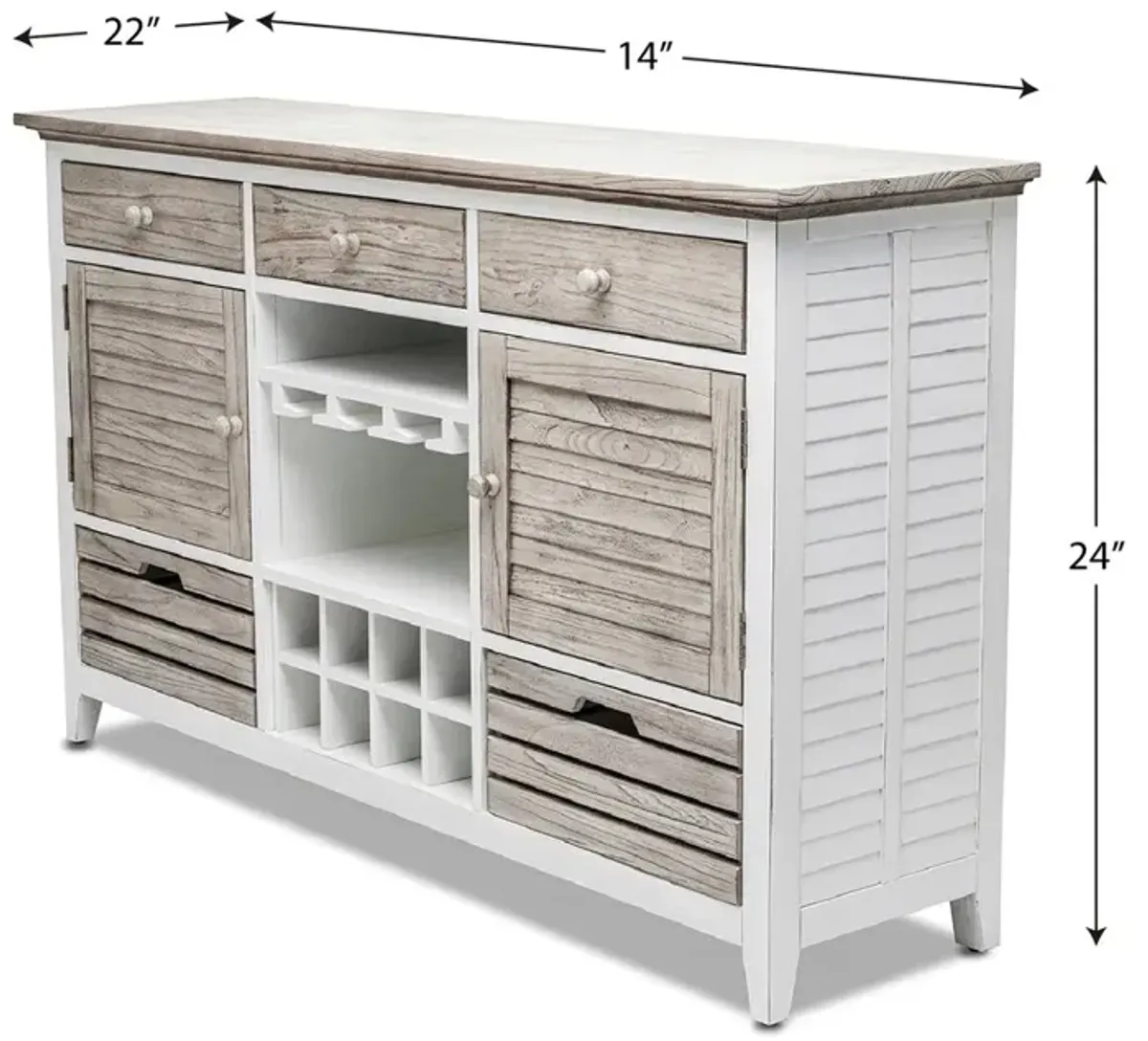 Islamorada Sideboard with Wine Rack - Dapple Grey Finish