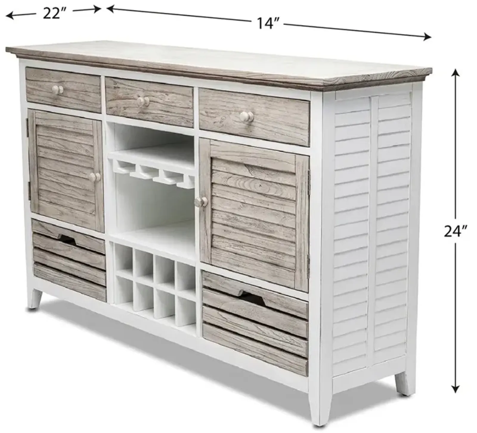 Seawinds Islamorada Sideboard with Wine Rack Dapple Grey Finish