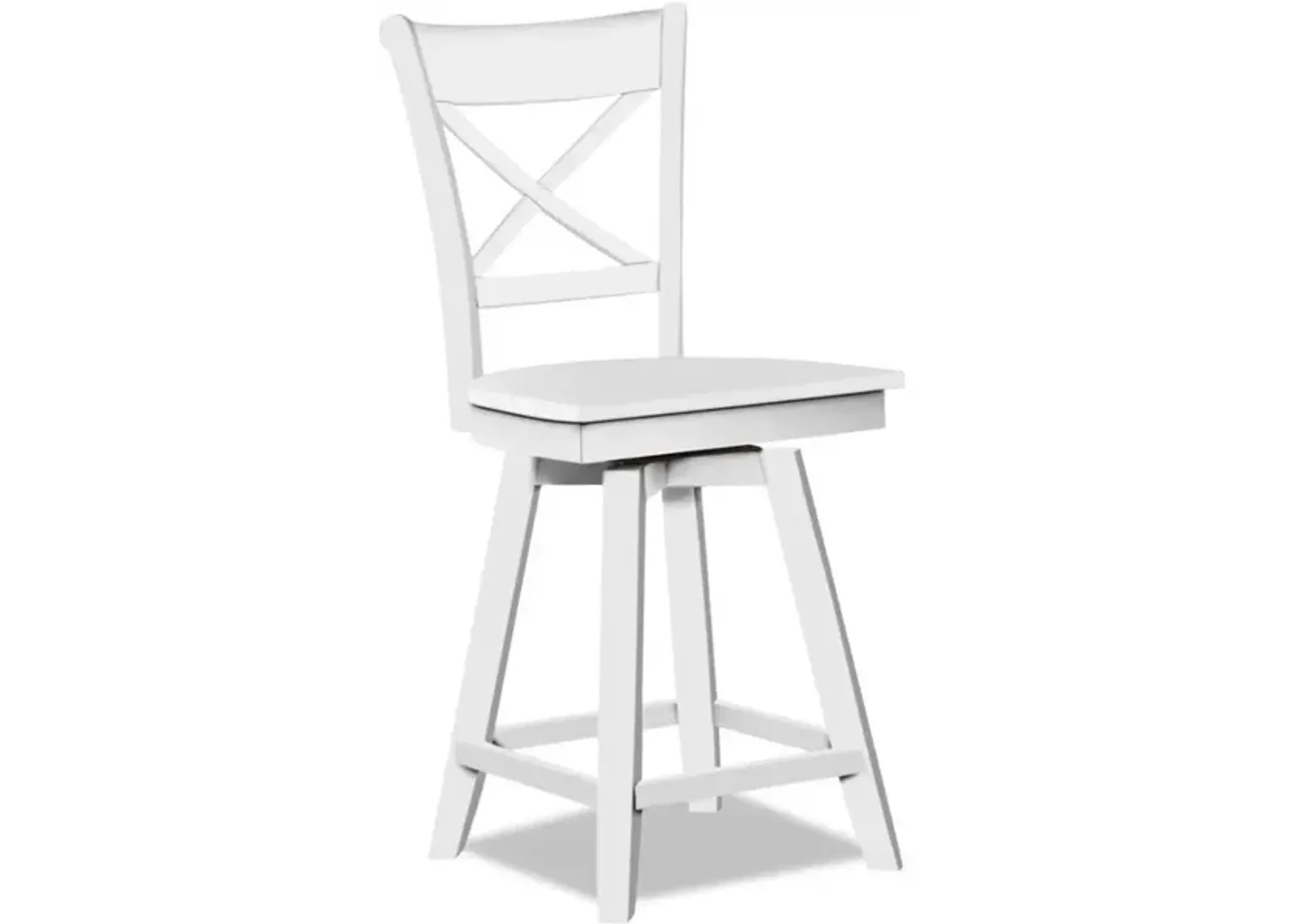 John Thomas Dining Essentials Hampton 24 Inch Charlotte Swivel Pure White Wood Stool