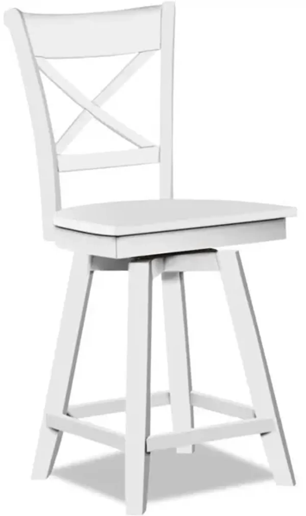 John Thomas Dining Essentials Hampton 24 Inch Charlotte Swivel Pure White Wood Stool